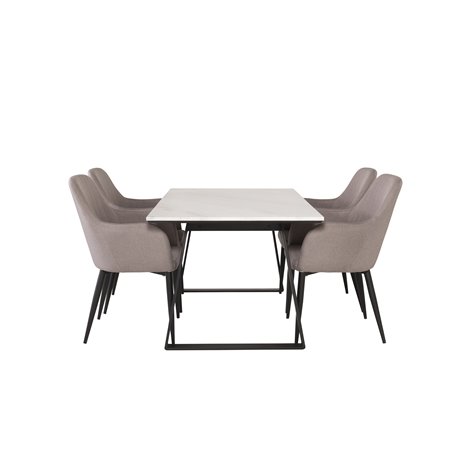 Estelle Dining Table 140*90 - White / Black, Comfort Dining Chair - Grey / Black_4