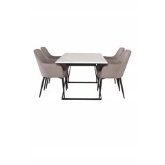 Estelle Dining Table 140*90 - White / Black, Comfort Dining Chair - Grey / Black_4