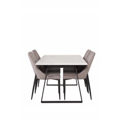 Estelle Dining Table 140*90 - White / Black, Leone 2,0 Dining Chair - Grey / Black_4