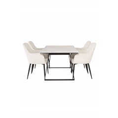 Estelle Dining Table 140*90 - White / Black, Comfort Dining Chair - Beige / Black_4