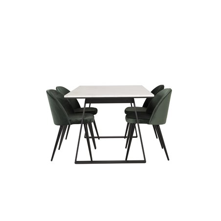 Estelle Dining Table 140*90 - White / Black, Velvet Dining Chair - Green / Black_4