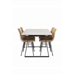 Estelle Dining Table 140*90 - White / Black, Bali dining chair - Nature / Black_4