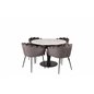 Estelle Round Dining Table ø106 H75 - White / Black, Limhamn - Chair - Grey Velvet_4