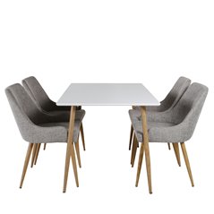 Estelle Dining Table 140*90 - White / Black, Velvet Dining Chair Corduroy - Beige / Black_4