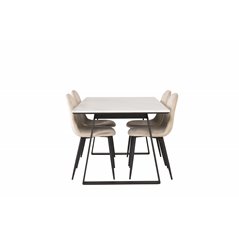 Estelle Dining Table 140*90 - White / Black, Polar Dining Chair- Black legs / Beige Velvet (ersätter 19902-880)_4