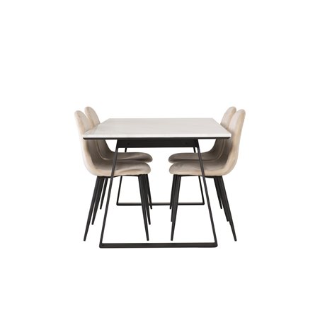 Estelle Dining Table 140*90 - White / Black, Polar Dining Chair- Black legs / Beige Velvet (ersätter 19902-880)_4