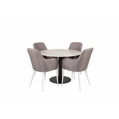 Estelle Round Dining Table ø106 H75 - White / Black, Comfort Dining Chair - Grey / White_4