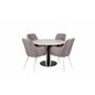 Estelle Round Dining Table ø106 H75 - White / Black, Comfort Dining Chair - Grey / White_4