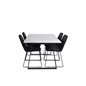 Estelle Dining Table 140*90 - White / Black, Muce  Dining Chair - Black Legs - Black Fabric_4