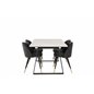 Estelle Dining Table 140*90 - White / Black, Velvet Dining Chair w, Stiches - PU - Black / Black_4