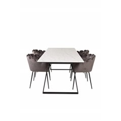 Estelle Dining Table 200*90*H76 - White / Black, Limhamn - Chair - Grey Velvet_4