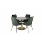 Estelle Round Dining Table ø106 H75 - Black / Brass, Velvet Deluxe Dining Chair - Green / Brass_4