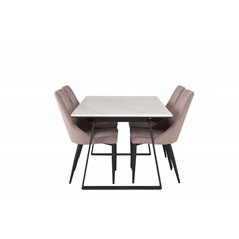 Estelle Dining Table 140*90 - White / Black, Leone Dining Chair - Pink / Black_4