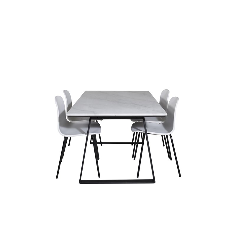 Estelle Spisebord 140 * 90 - Hvid / Sort, Arctic Dining Chair - Sorte Ben - Hvid Pla stic_4