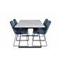 Estelle Dining Table 140*90 - White / Black, Muce  Dining Chair - Black Legs - Blue  Velvet_4