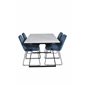 Estelle Dining Table 140*90 - White / Black, Muce  Dining Chair - Black Legs - Blue  Velvet_4