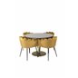 Estelle Round Dining Table ø106 H75 - Black / Brass, Limhamn - Chair - Gold Velvet_4