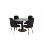 Estelle Round Dining Table ø106 H75 - Black / Black, Velvet Deluxe Dining Chair - Black / Brass_4