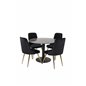 Estelle Round Dining Table ø106 H75 - Black / Black, Velvet Deluxe Dining Chair - Black / Brass_4