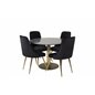 Estelle Round Dining Table ø106 H75 - Black / Brass, Velvet Deluxe Dining Chair - Black / Brass_4