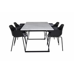 Estelle Dining Table 140*90 - White / Black, Comfort Plastic Dining Chair - Black Legs -Black Plastic_4