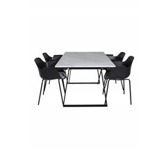 Estelle Dining Table 140*90 - White / Black, Comfort Plastic Dining Chair - Black Legs -Black Plastic_4