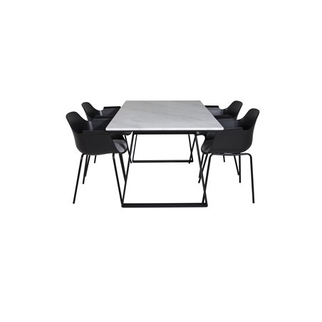 Estelle Dining Table 140*90 - White / Black, Comfort Plastic Dining Chair - Black Legs -Black Plastic_4