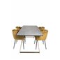 Estelle Dining Table 200*90*H76 - Grey / Brass, Limhamn - Chair - Gold Velvet_4