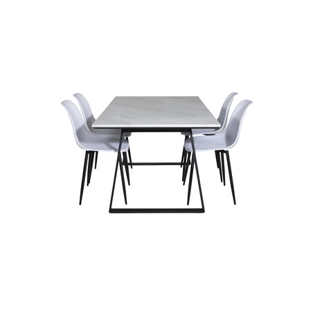 Estelle Dining Table 140*90 - White / Black, Polar Plastic Dining Chair - Black Legs / White Plastic_4