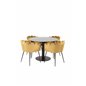 Estelle Round Dining Table ø106 H75 - Black / Black, Limhamn - Chair - Gold Velvet_4