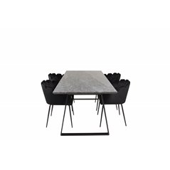 Estelle Dining Table 200*90*H76 - Black / Black, Limhamn - Chair - Black Velvet_4