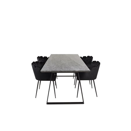 Estelle Dining Table 200*90*H76 - Black / Black, Limhamn - Chair - Black Velvet_4