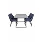 Estelle Dining Table 140*90 - White / Black, Plaza Dining Chair - Black Legs - Blue Fabric_4