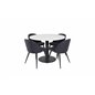 Estelle Rundt Spisebord ø106 H75 - Hvid / Sort, Velvet Dining Chiar - Sorte ben- Sort Stof_4