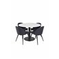 Estelle Round Dining Table ø106 H75 - White / Black, Velvet Dining Chiar - Black legs- Black Fabric_4