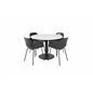 Estelle Round Dining Table ø106 H75 - White / Black, Comfort Plastic Dining Chair - Black Legs -Black Plastic_4