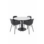 Estelle Round Dining Table ø106 H75 - White / Black, Comfort Plastic Dining Chair - Black Legs -Black Plastic_4