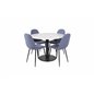 Estelle Round Dining Table ø106 H75 - White / Black, Polar Dining Chair - Black Legs - Blue Fabric_4