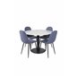 Estelle Round Dining Table ø106 H75 - White / Black, Polar Dining Chair - Black Legs - Blue Fabric_4