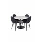 Estelle Round Dining Table ø106 H75 - White / Black, Polar Dining Chair - Black Legs - Black Fabric_4