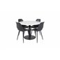 Estelle Round Dining Table ø106 H75 - White / Black, Polar Plastic Dining Chair - Black Legs / Black Plastic_4