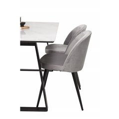 Estelle Dining Table 140*90 - White / Black, Velvet Dining Chair - Light Grey / Black_4