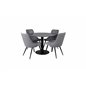 Estelle Round Dining Table ø106 H75 - Black / Black, Velvet Deluxe Dining Chair - Light Grey / Black_4