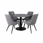 Estelle Round Dining Table ø106 H75 - Black / Black, Velvet Deluxe Dining Chair - Light Grey / Black_4