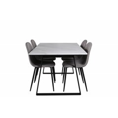 Estelle Dining Table 140*90 - White / Black, Polar Dining Chair - Grey / Black_4