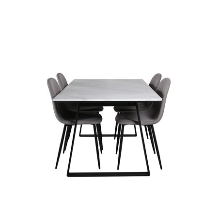 Estelle Dining Table 140*90 - White / Black, Polar Dining Chair - Grey / Black_4