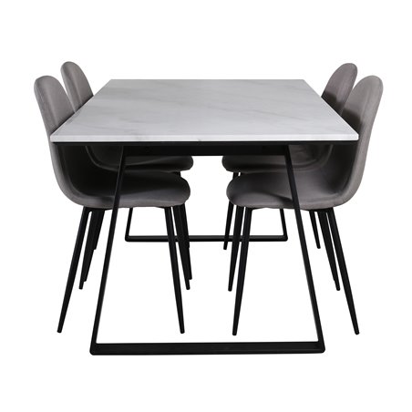 Estelle Dining Table 140*90 - White / Black, Polar Dining Chair - Grey / Black_4