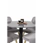 Estelle Round Dining Table ø106 H75 - Black / Black, Velvet Deluxe Dining Chair - Light Grey / Brass_4