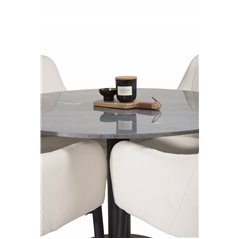 Estelle Round Dining Table ø106 H75 - Black / Black, Comfort Dining Chair - Beige / Black_4