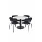 Estelle Round Dining Table ø106 H75 - White / Black, Arrow armchair - Black Legs - Black Velvet_4